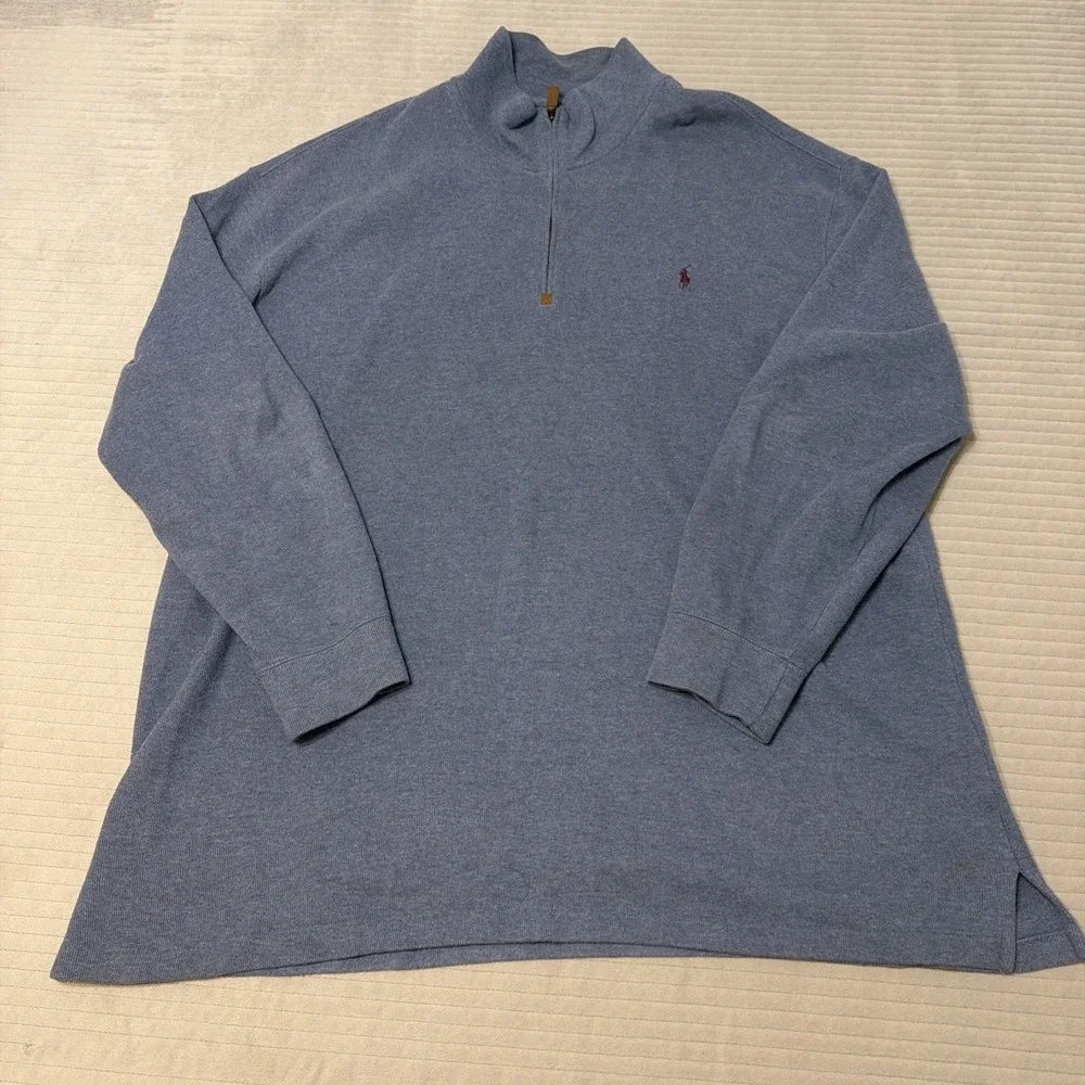 Polo Ralph Lauren 1/4 Zip Pullover 100% Cotton Big And Tall Size 3XB Blue